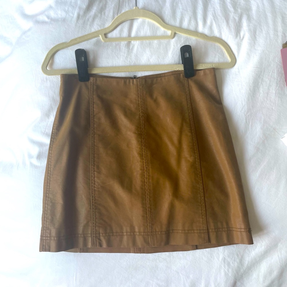 Free People Vegan Leather High-waisted Mini Skirt Brown